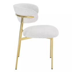 Chaise tissu beige avec structure métal doré style raffiné et minimal JULIAZ