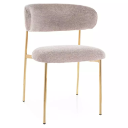 Chaise tissu beige pieds doré métal confort chic rembourré JULIAZ