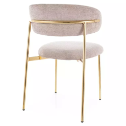 Chaise tissu beige pieds doré métal confort chic rembourré JULIAZ