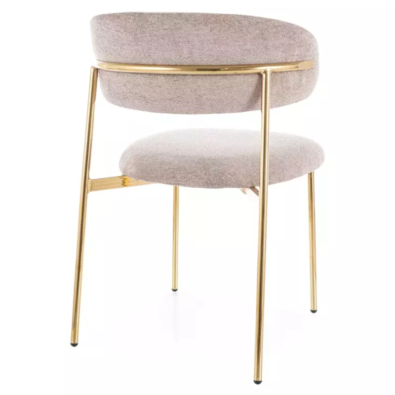 Chaise tissu beige pieds doré métal confort chic rembourré JULIAZ
