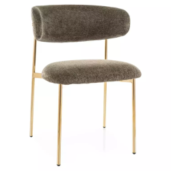Chaise tissu olive pieds métal doré design élégant et assise moelleuse JULIAZ