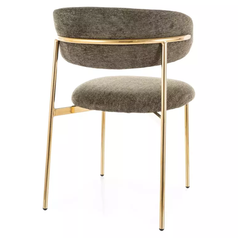 Chaise tissu olive pieds métal doré design élégant et assise moelleuse JULIAZ