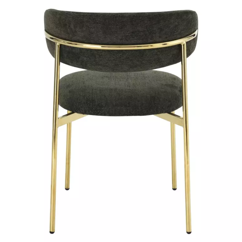 Chaise tissu olive pieds métal doré design élégant et assise moelleuse JULIAZ