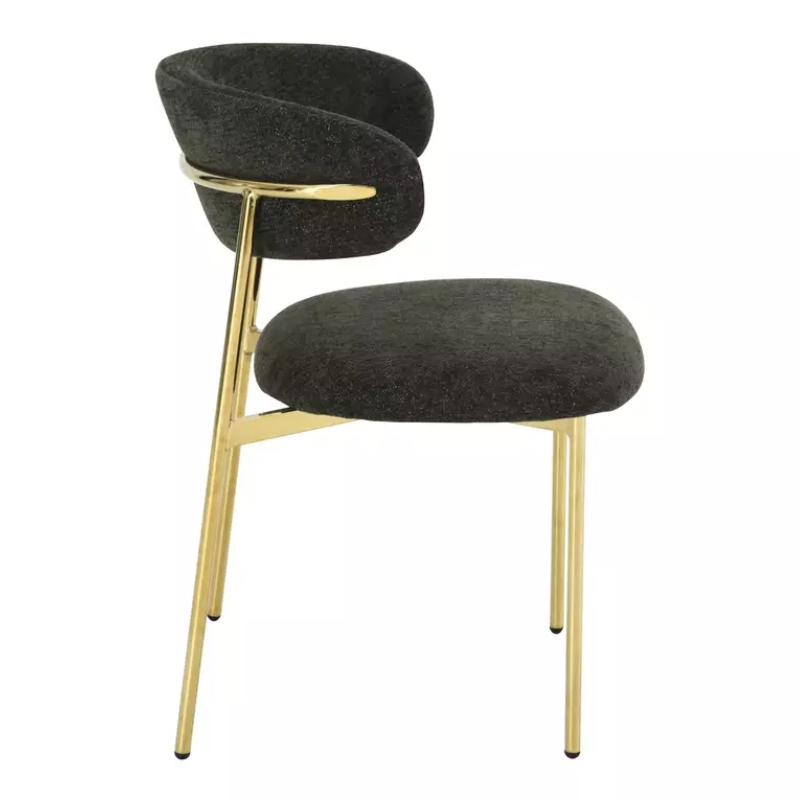 Chaise tissu olive pieds métal doré design élégant et assise moelleuse JULIAZ
