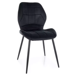 Chaise noire velours pieds métal noir mat assise moelleuse style minimal NEPTYN
