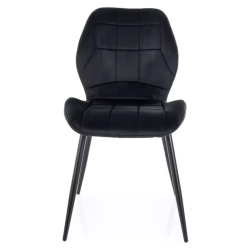 Chaise noire velours pieds métal noir mat assise moelleuse style minimal NEPTYN