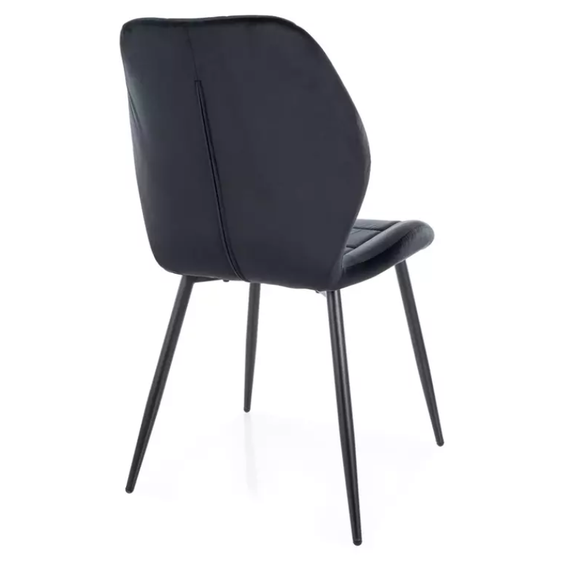 Chaise noire velours pieds métal noir mat assise moelleuse style minimal NEPTYN