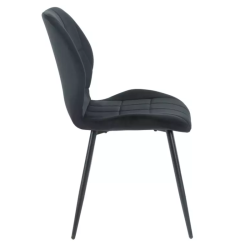 Chaise noire velours pieds métal noir mat assise moelleuse style minimal NEPTYN