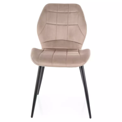 Chaise velours beige pieds métal noir mat dossier gainé et forme fine NEPTYN