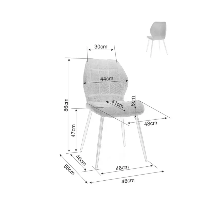 Chaise velours cannelle pieds métal noir mat style chaleureux et moderne NEPTYN