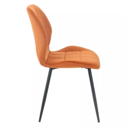 Chaise velours cannelle pieds métal noir mat style chaleureux et moderne NEPTYN