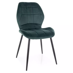 Chaise velours vert métal noir mat assise graphique et silhouette moderne NEPTYN