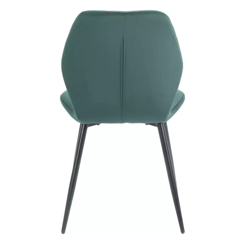 Chaise velours vert métal noir mat assise graphique et silhouette moderne NEPTYN