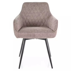Chaise pivotante beige avec retour automatique 180° et assise à ressorts ensachés SALISZ
