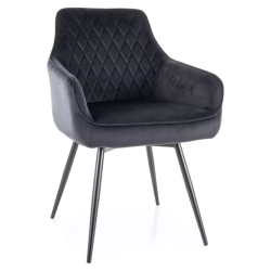 Chaise pivotante velours noir avec retour automatique et ressorts ensachés SALISZ