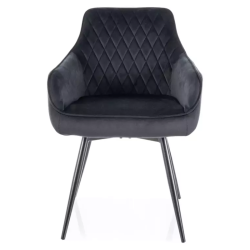 Chaise pivotante velours noir avec retour automatique et ressorts ensachés SALISZ