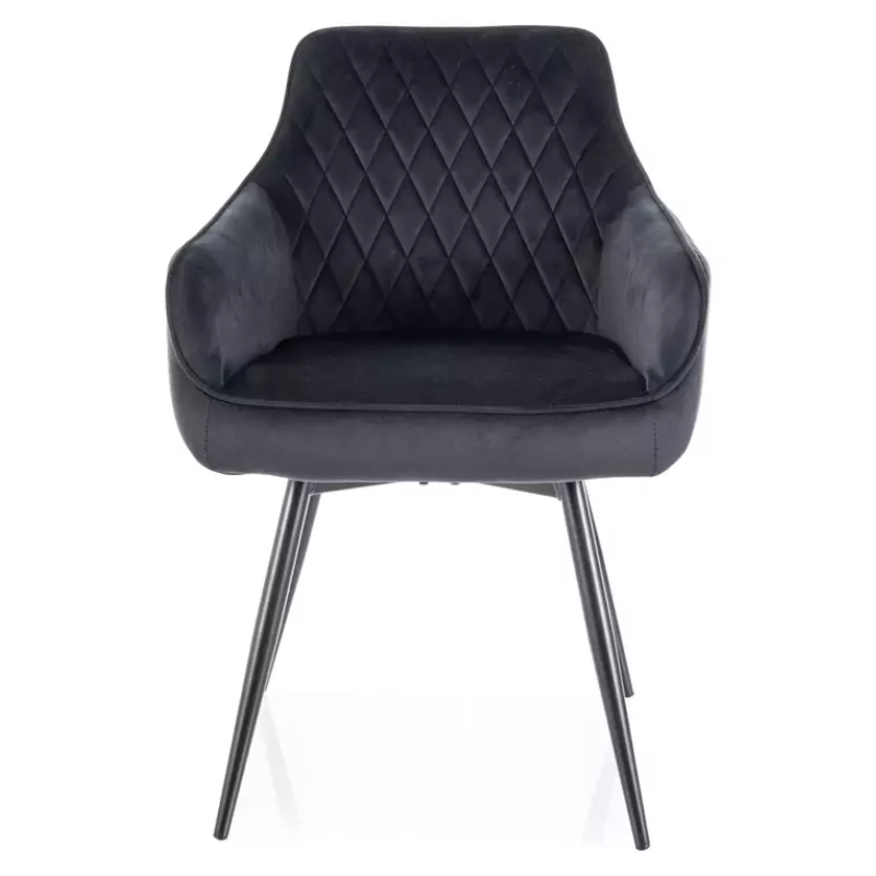 Chaise pivotante velours noir avec retour automatique et ressorts ensachés SALISZ