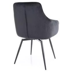Chaise pivotante velours noir avec retour automatique et ressorts ensachés SALISZ
