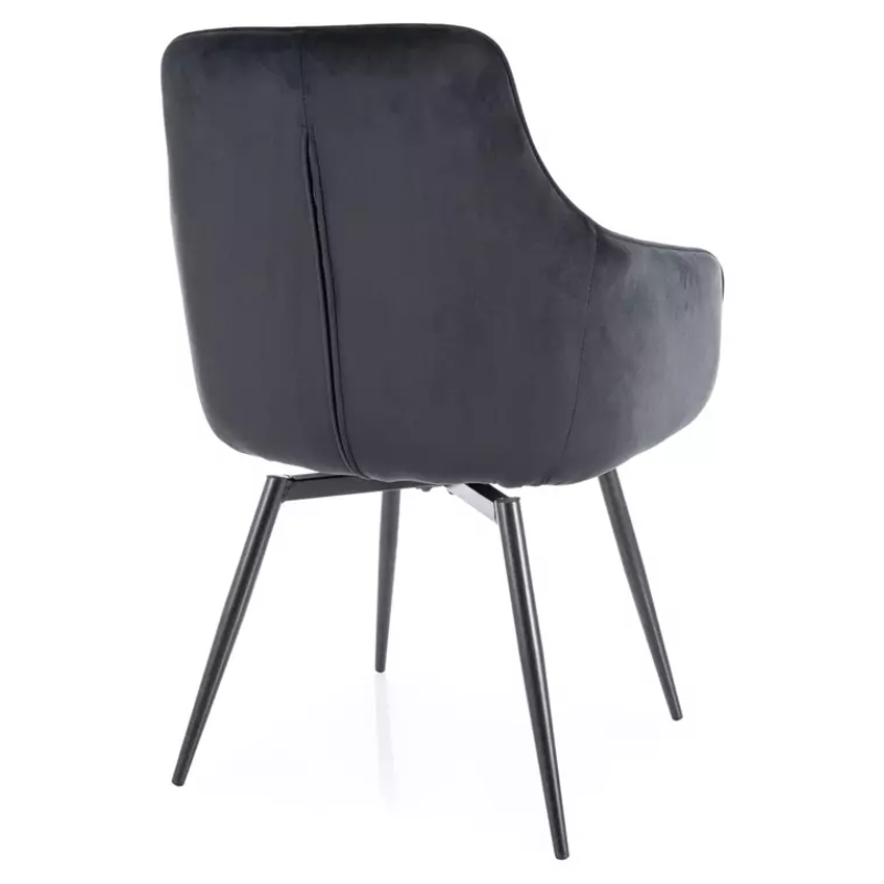 Chaise pivotante velours noir avec retour automatique et ressorts ensachés SALISZ