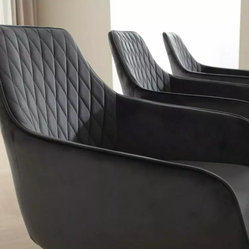 Chaise pivotante velours noir avec retour automatique et ressorts ensachés SALISZ