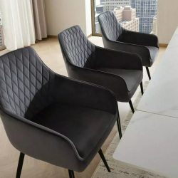 Chaise pivotante velours noir avec retour automatique et ressorts ensachés SALISZ