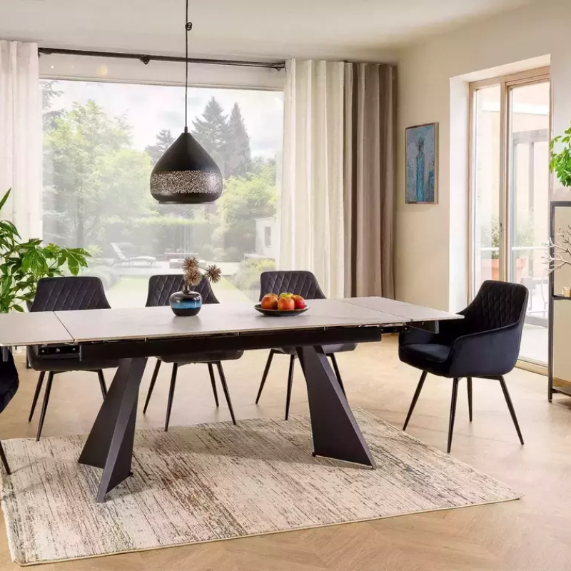 Chaise pivotante velours noir avec retour automatique et ressorts ensachés SALISZ