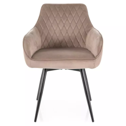 Chaise pivotante beige velours retour automatique et confort ressorts intégrés SALISZ