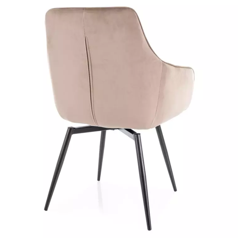 Chaise pivotante beige velours retour automatique et confort ressorts intégrés SALISZ