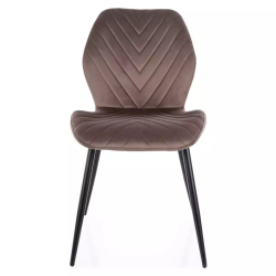 Chaise en velours pieds métal noir motif chevron couleur cappuccino MONARK