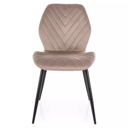 Chaise en velours couleur beige avec pieds métal noir mat collection MONARK