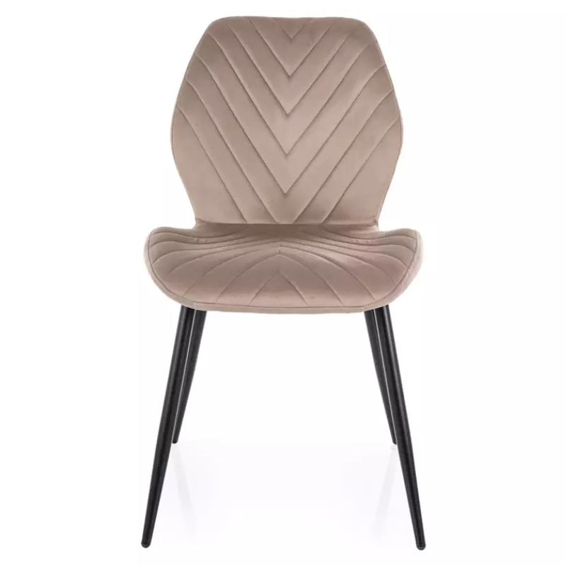 Chaise en velours couleur beige avec pieds métal noir mat collection MONARK