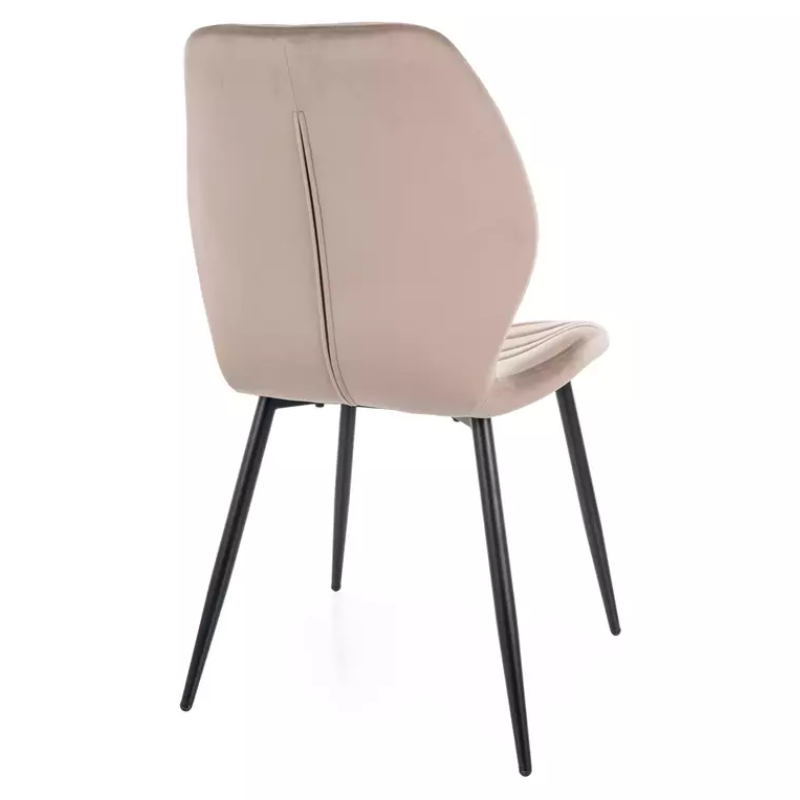 Chaise en velours couleur beige avec pieds métal noir mat collection MONARK