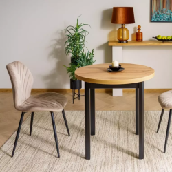 Chaise en velours couleur beige avec pieds métal noir mat collection MONARK