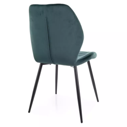 Chaise en velours vert motif chevron avec piètement métal noir mat MONARK