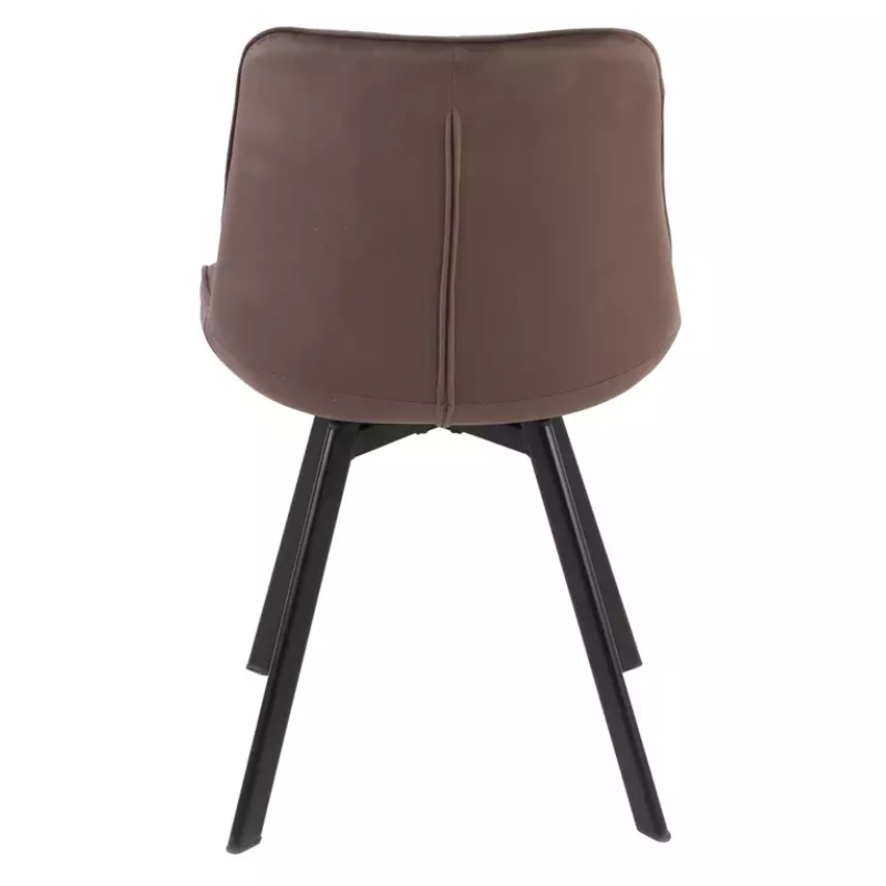 Chaise en velours cappuccino pieds métal noir mat design matelassé LOUPI