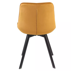 Chaise LOUPI en velours curry assise matelassée et pieds noirs modernes