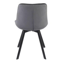 Chaise LOUPI velours gris matelassé avec piètement noir mat contemporain