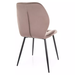 Chaise velours cappuccino piètement noir mat design géométrique élégant et confort ROCKAY