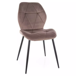 Chaise velours cappuccino piètement noir mat design géométrique élégant et confort ROCKAY