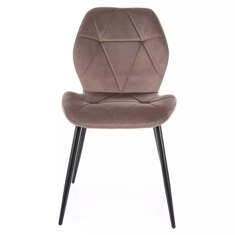Chaise velours cappuccino piètement noir mat design géométrique élégant et confort ROCKAY