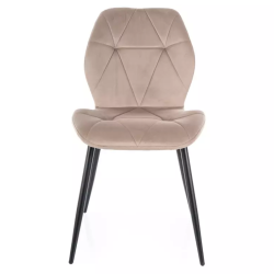 Chaise velours beige et structure métal noir mat avec dossier matelassé ROCKAY