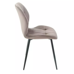 Chaise velours beige et structure métal noir mat avec dossier matelassé ROCKAY