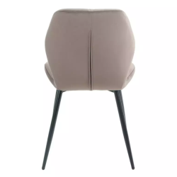 Chaise velours beige et structure métal noir mat avec dossier matelassé ROCKAY