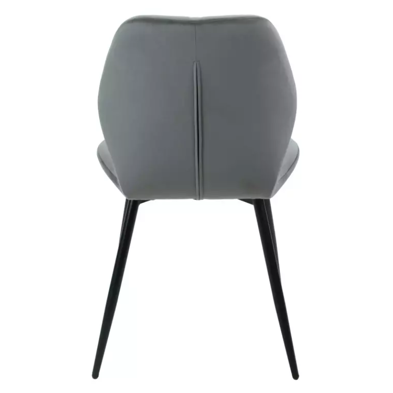 Chaise ROCKAY en velours gris et métal noir mat avec assise capitonnée graphique chic