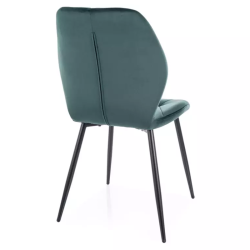 Chaise ROCKAY velours vert dossier graphique et structure métal noir