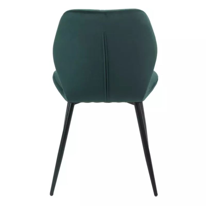 Chaise ROCKAY velours vert dossier graphique et structure métal noir