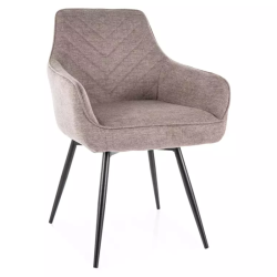 Chaise beige pivotante avec retour automatique et tissu FILIPE, pieds noir