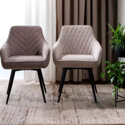 Chaise beige pivotante avec retour automatique et tissu FILIPE, pieds noir