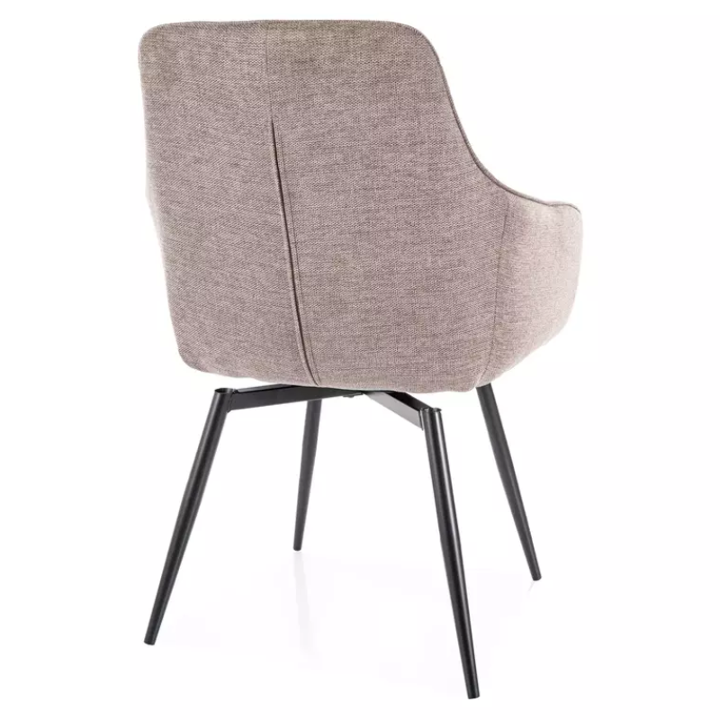 Chaise beige pivotante avec retour automatique et tissu FILIPE, pieds noir