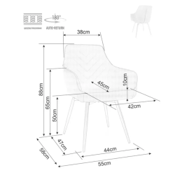 Chaise beige pivotante avec retour automatique et tissu FILIPE, pieds noir
